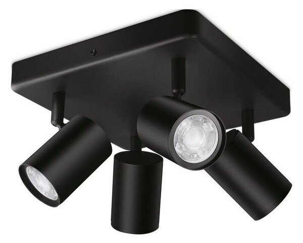 WiZ Colors 8719514554573 IMAGEO přisazené stropní bodové svítidlo 4xGU10 | 4x5W | 345lm | 2200-6500K | RGB - černá