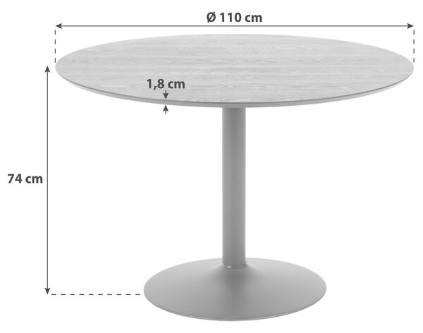 JÍDELNÍ STŮL, černá, barvy jasanu, 110/110/74 cm P & B - Jídelní stoly, Online Only