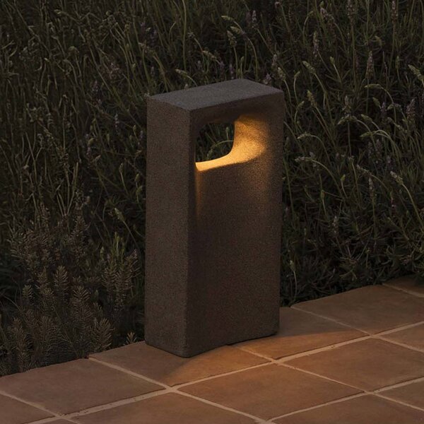 FARO BARCELONA LED podsvícení soklu Glint, 3000K, 40 cm, šedá, beton, IP55, Hliník / šedá / zinek, Beton, Moderní