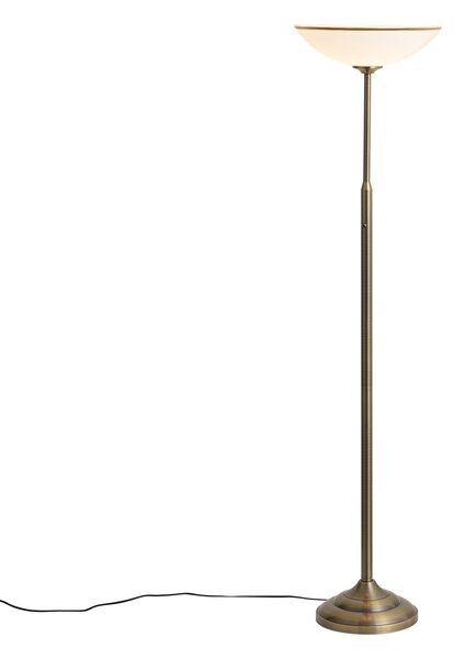 Klasická stojací lampa bronzová s opálovým sklem - Katarina