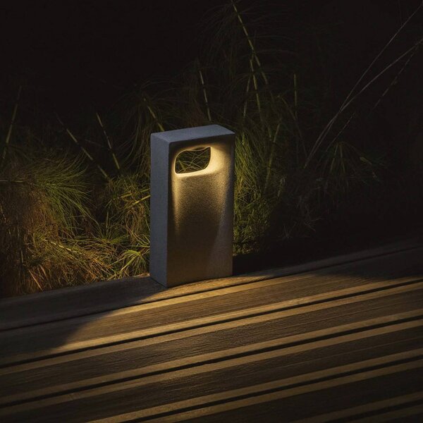 FARO BARCELONA LED podsvícení soklu Glint, 3000K, 40 cm, šedá, beton, IP55, Hliník / šedá / zinek, Beton, Moderní