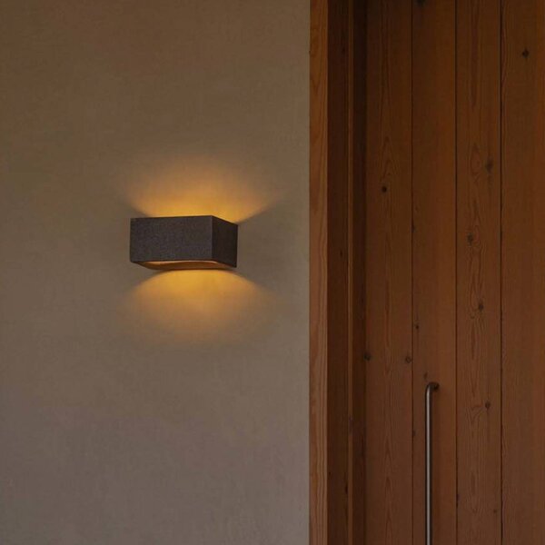 FARO BARCELONA LED nástěnné světlo Glint, 3000K, 15 cm, šedá, beton, IP55, Hliník / šedá / zinek, Beton, Moderní