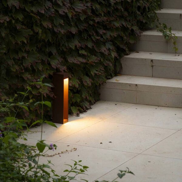 FARO BARCELONA LED podsvícení soklu Cerler, hnědá, 35 cm, kov, IP65,, Hnědá / rez, Hliník, Moderní