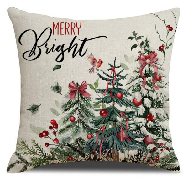 Vánoční povlak na polštář HOLLY CHARM 45x45 cm, béžový