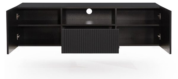 Závěsný TV stolek Nicole 150 cm s výklenkem - černý mat