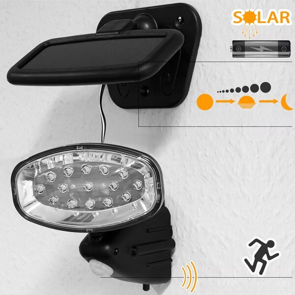 Deuba Solární nástěnná lampa 15 LED s detektorem pohybu