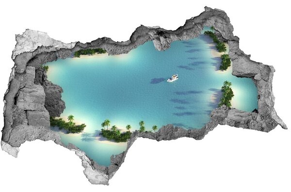 Díra 3D ve zdi nálepka Ostrovy tvar srdce nd-b-14973278