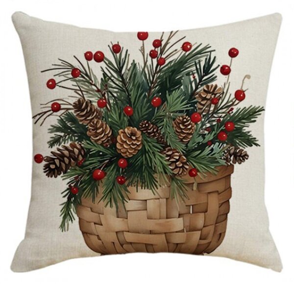 Vánoční povlak na polštář FOREST GIFT 45x45 cm, béžový