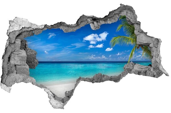 Díra 3D ve zdi nálepka Tropická pláž nd-b-158283371