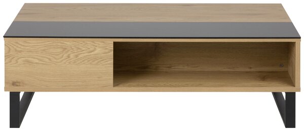 KONFERENČNÍ STOLEK, černá, barvy dubu, kov, sklo, kompozitní dřevo, 110/60/35 cm Livetastic, Online Only