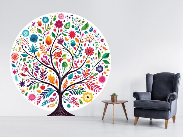Květnatý strom textilní přelepitelná samolepka na zeď arch 97 x 100 cm