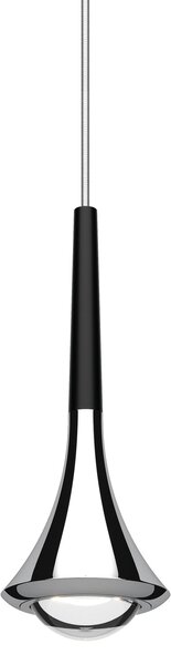 Lodes 15611 2027 Rain, závěsné svítidlo ve tvaru kapky chrom/černá, 1x7W LED 2700K stmívatelné, výška 21cm