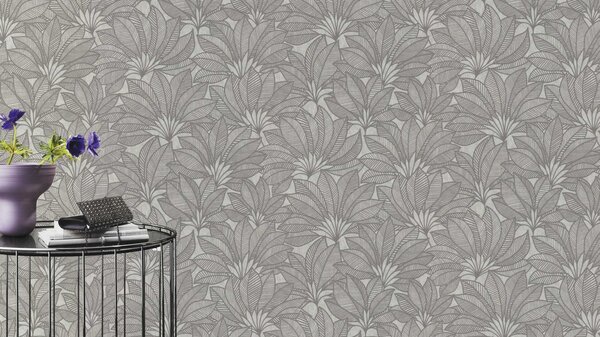 RASCH | Vliesová tapeta na zeď Deco Style 542646 | 0,53 x 10,05 m | šedá, metalická