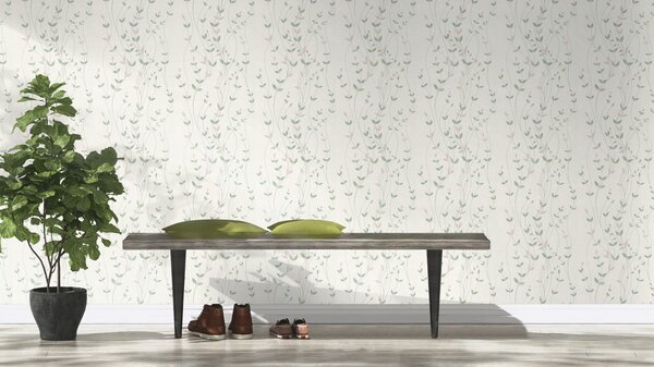 RASCH | Vliesová tapeta na zeď Deco Style 416039 | 0,53 x 10,05 m | bílá, zelená, růžová