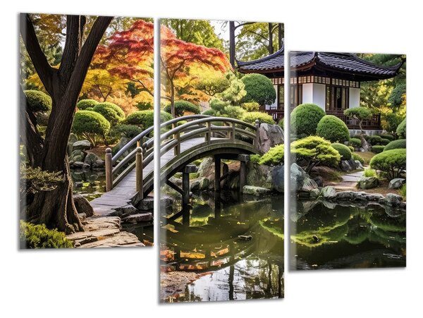 Obraz na plátně Japonská zahrada s můstkem