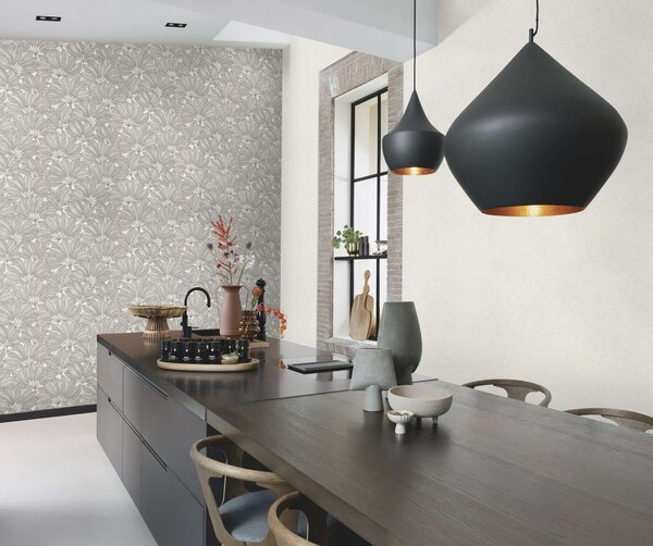 RASCH | Vliesová tapeta na zeď Deco Style 542646 | 0,53 x 10,05 m | šedá, metalická