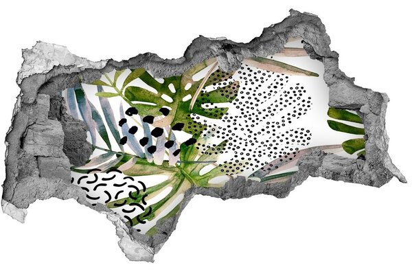 Nálepka 3D díra na zeď Tropické listí nd-b-168158819
