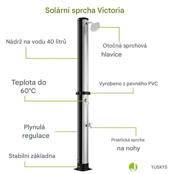 Juskys Zahradní solární sprcha Victoria 40 L