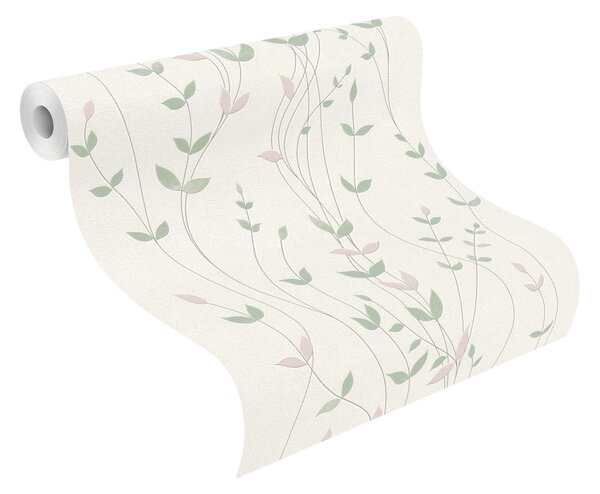 RASCH | Vliesová tapeta na zeď Deco Style 416039 | 0,53 x 10,05 m | bílá, zelená, růžová