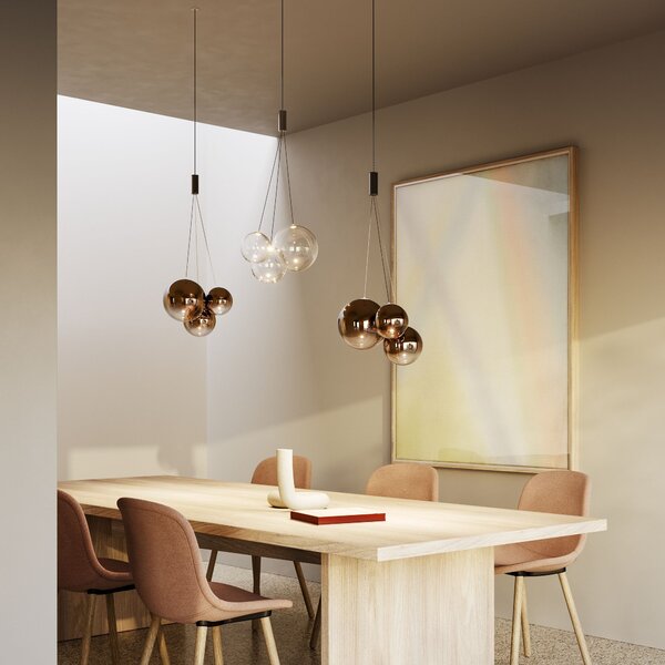 Lodes 16410 4630 Random, závěs z bronzového foukaného skla, 3x1W LED 3000K, šířka 29cm