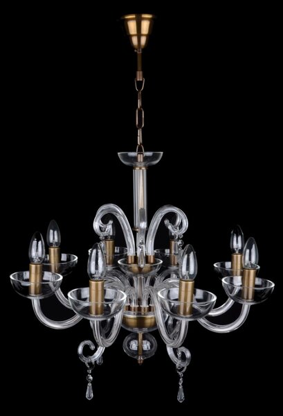 DBK GLASS 8ramenný lustr z ručně foukaného hladkého skla Antik 0020-8-PT
