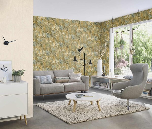 RASCH | Vliesová tapeta na zeď Schöner Wohnen 600643 | 0,53 x 10,05 m | zelená, žlutá, okrová