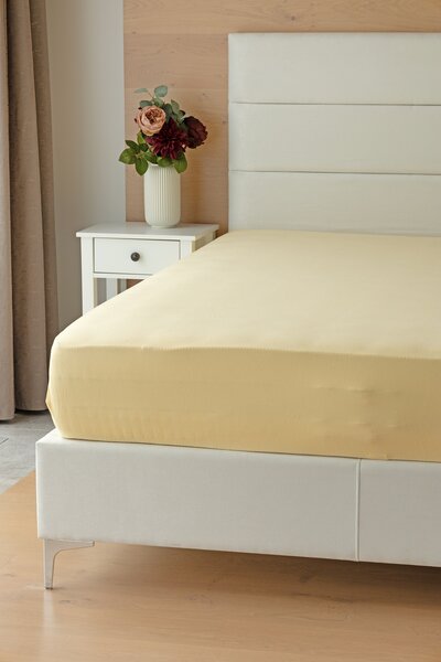 Prostěradlo Pískové Jersey interlock 90-100 x 200-220/35