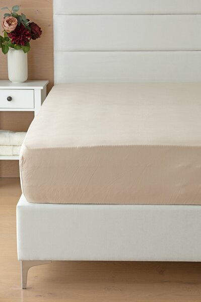 Prostěradlo Světle hnědé Jersey interlock 90-100 x 200-220/35
