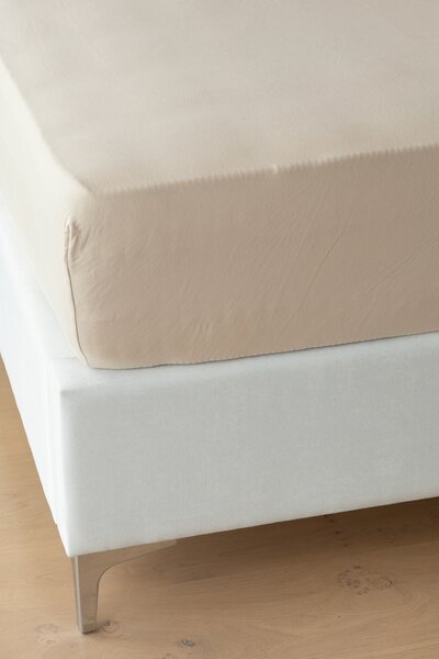 Prostěradlo Světle hnědé Jersey interlock 90-100 x 200-220/35