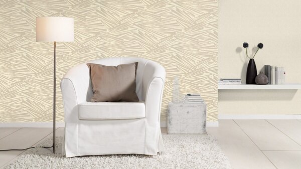 RASCH | Vliesová tapeta na zeď Sky Lounge 608335 | 0,53 x 10,05 m | béžová, stříbrná