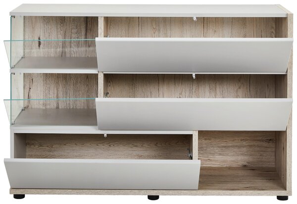KOMODA, šedá, barvy dubu, 120/77/40 cm MID.YOU - Široké komody, Online Only