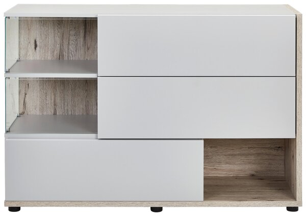 KOMODA, šedá, barvy dubu, 120/77/40 cm MID.YOU - Široké komody, Online Only