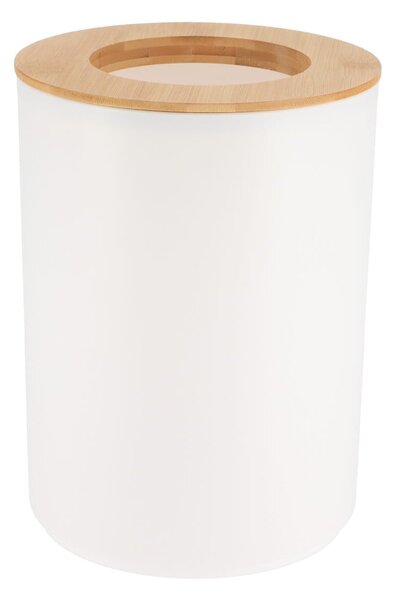 Odpadkový koš Besson, bílá/s dřevěnými prvky, 5L