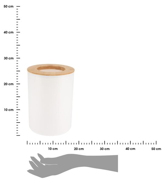 Odpadkový koš Besson, bílá/s dřevěnými prvky, 5L