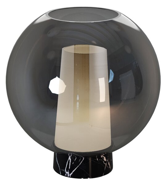 Mantra 8403 Nora, stolní lampa 1xE27 kouřové sklo/černý mramor, průměr 25cm