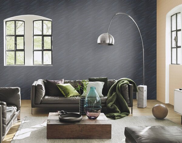 RASCH | Vliesová tapeta na zeď Sky Lounge 608076 | 0,53 x 10,05 m | modrá, černá