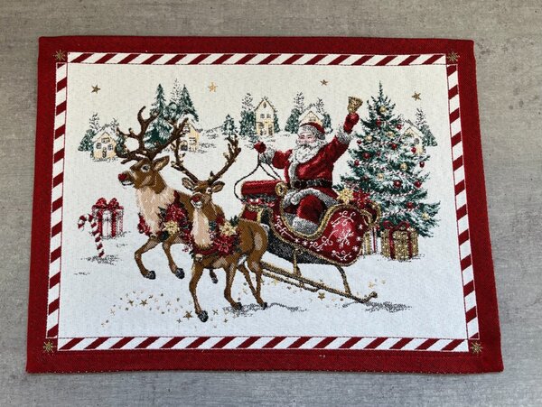 Vánoční žakárové prostírání Santa na saních 35x45 cm