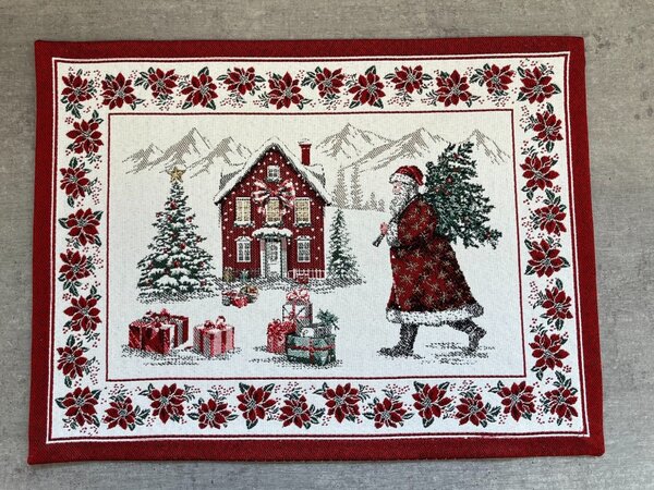 Vánoční žakárové prostírání Santa se stromečkem 35x45 cm