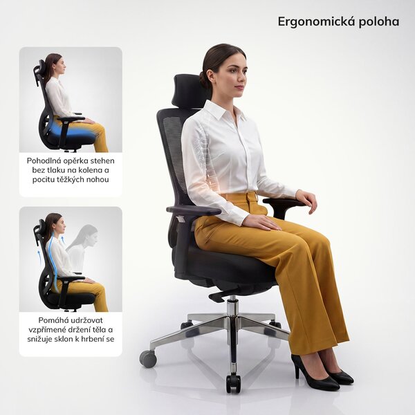 Ergonomická kancelářská židle se síťovinou černá AXIS