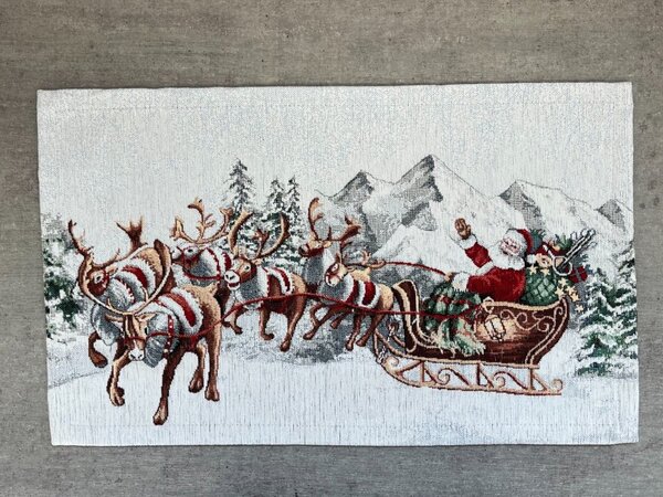 Gobelínové vánoční prostírání s motivem Santa na saních 33x53 cm