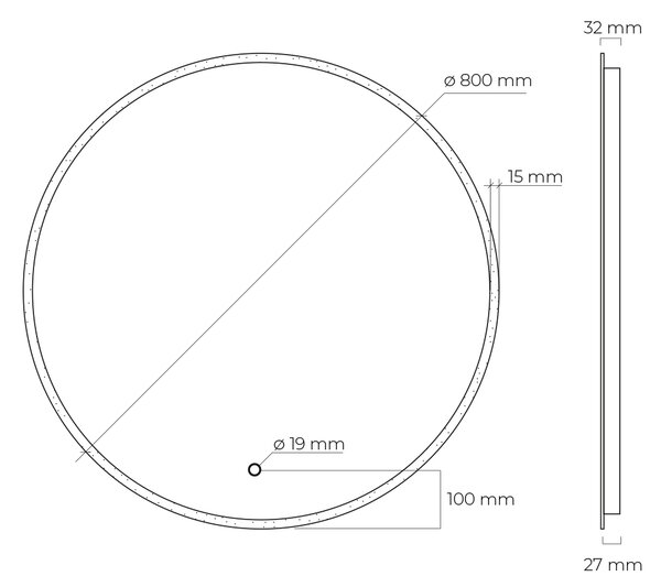 Oltens Nordlis zrcadlo 80x80 cm kulatý s osvětlením s vyhřívací podložkou 64101000