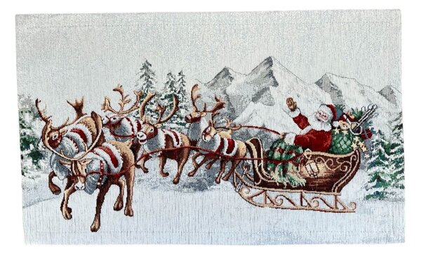 Gobelínové vánoční prostírání s motivem Santa na saních 33x53 cm