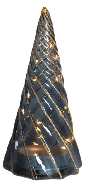 SIRIUS LED svítící stromeček, skleněný, 23,5 × 11,5 cm, černý