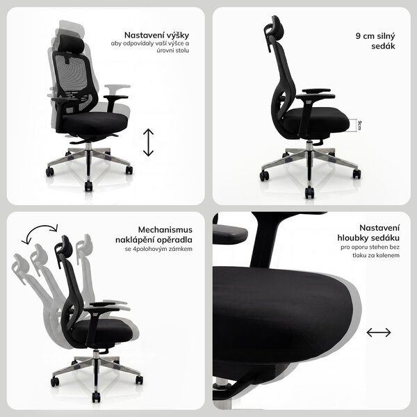 Ergonomická kancelářská židle se síťovinou černá AXIS