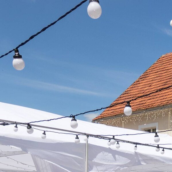 DECOLED Easy Fix LED party osvětlení, 5 m, venkovní, 10 kouliček, 70 teple bílých diod, černý kabel, IP67, prodlužovací
