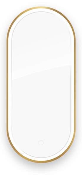 Oltens Nordlis zrcadlo 40x90 cm oválný s osvětlením s vyhřívací podložkou zlatá 64103800