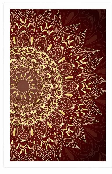 Plakát zlatá Mandala na bordóvém pozadí