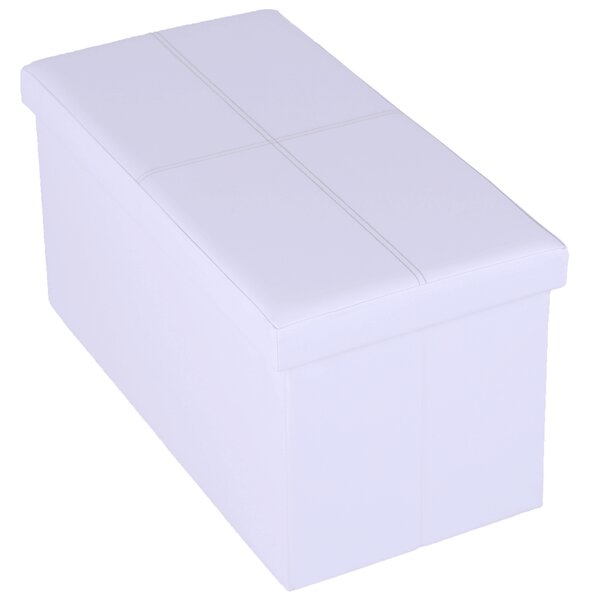 KONDELA Skládací taburet, bílá ekokůže, IMRA