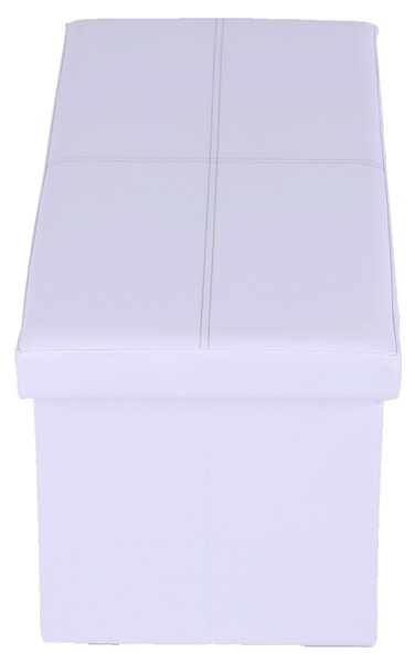 KONDELA Skládací taburet, bílá ekokůže, IMRA