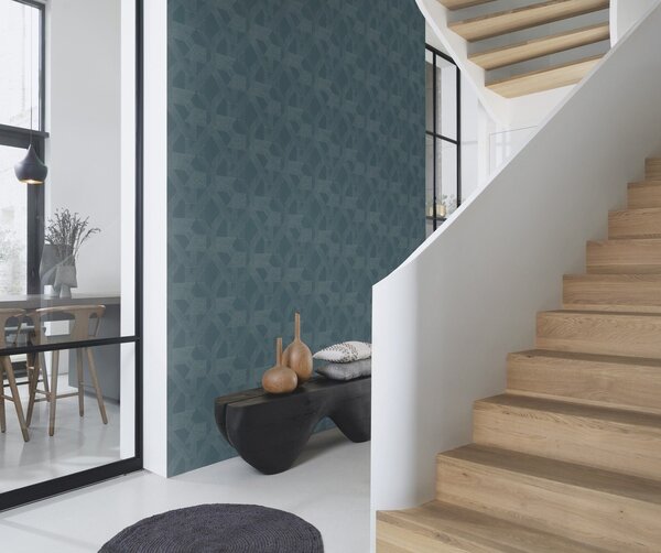 RASCH | Vliesová tapeta na zeď Schöner Wohnen 600414 | 0,53 x 10,05 m | vining ivy, modrozelená, metalická